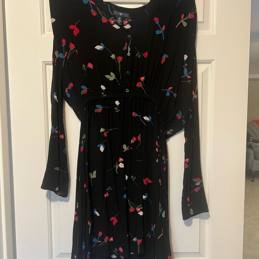 Black Dress with Mod Flowers